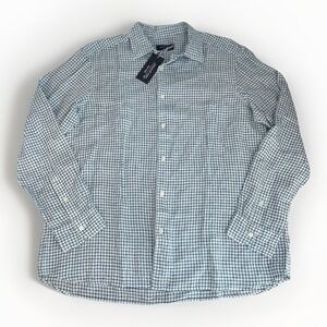 NWT Vineyard Vines 100% Linen Button Down Tisbury Shirt Aqua Haze Plaid Size: XL